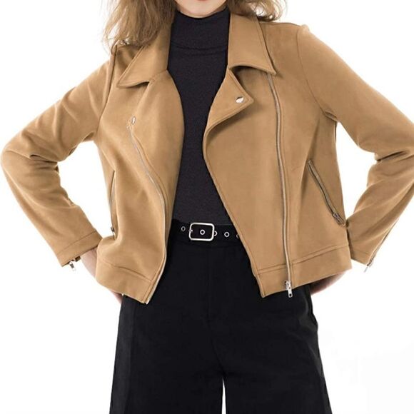 Apperlothh Jackets & Blazers - Apperloth- Faux suede mojo Jkt. Camel color with Zippers. M. NWOT